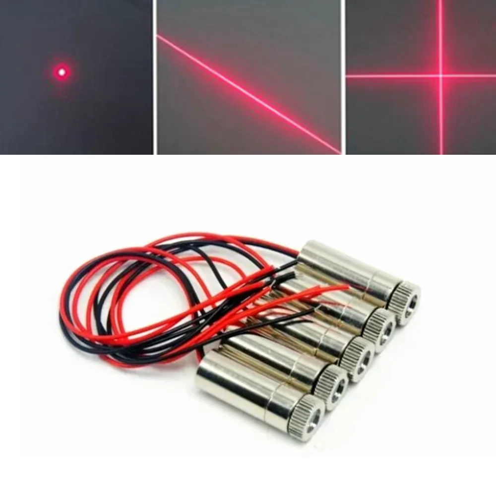

5PC Focusable 650nm 250mW Dot/Line/Cross Laser Diode Module w Focus Lens Heads 120 Deg 12*40mm