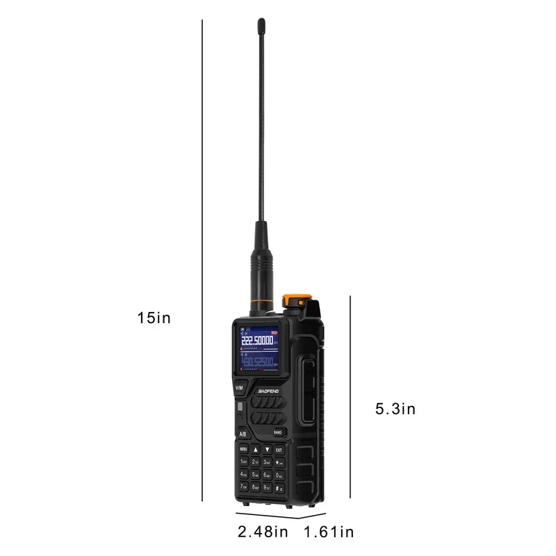 Baofeng K5PLUS 10W 멀티 밴드 UHF VHF AM 항공 밴드, 999CH 2500mAh 장거리 핸드헬드 트랜시버, 2024 신제품