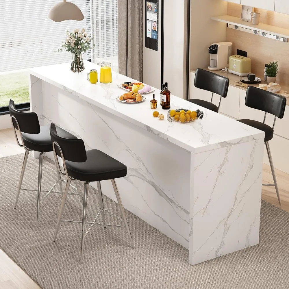 Lot de 2 tabourets de bar pivotants en cuir, 26 tabourets de comptoir de cuisine hauts avec dossiers, pieds en métal, repose-pieds pour une salle à manger confortable