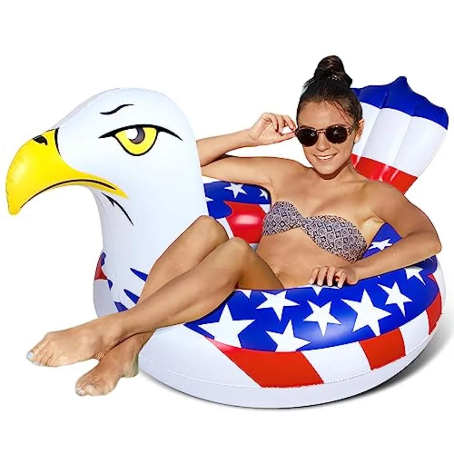 

American Inflatable Eagle Pool Tube - Inflatable Pool Ring with Fast Valves - Suitable for Beach Swimming Pool Party Lounge Raf
