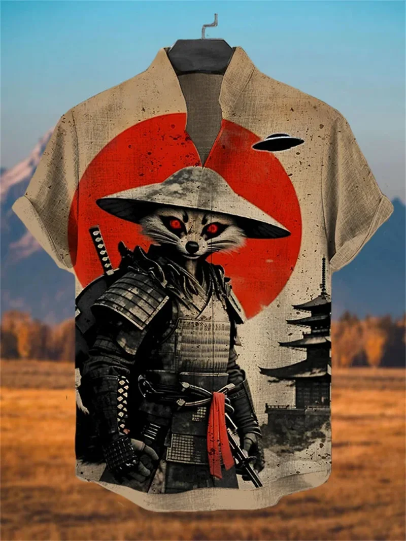 

Мужская рубашка с коротким рукавом, Лидер продаж, летняя удобная льняная рубашка с коротким рукавом с 3D рисунком слона и принтом