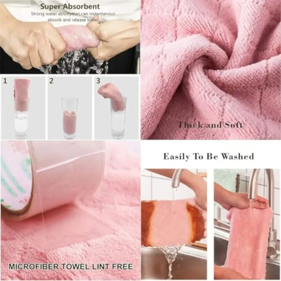 20 حزمة أطباق المطبخ الملابس مناشف الأطباق سوبر لينة وماصة المرجان الصوف القماش المرجان المخملية ستوكات تنظيف الملابس لا شيء #6