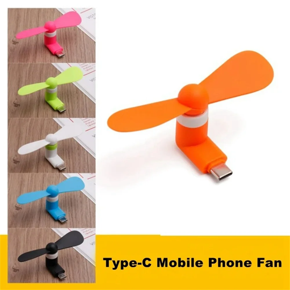 Portable Mini USB‑C Phone Fan Soft Blades Plug‑and‑Play Summer Cool Fan for Type‑C Phones Power Banks