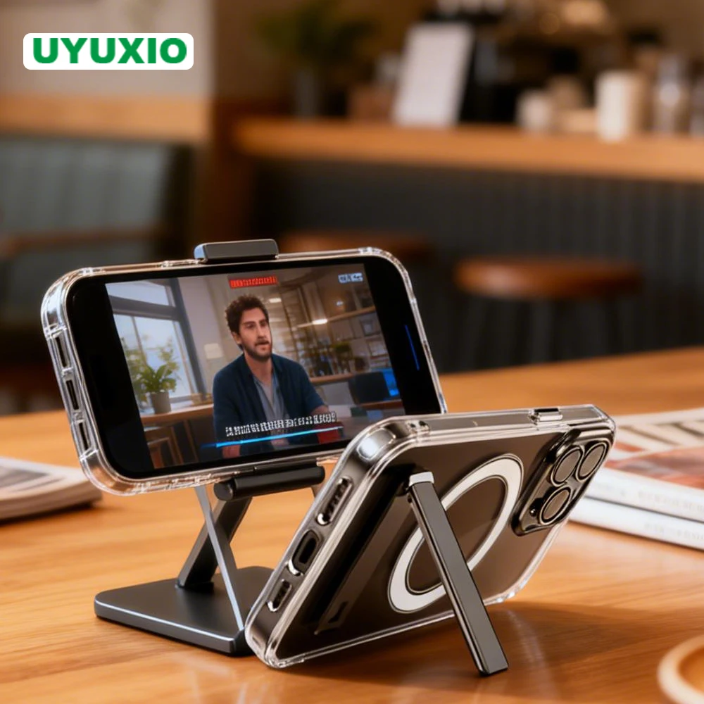 UYUXIO Magnetische Handyhülle für iPhone 17 Pro Max 16 14 Plus 15 13 12 11 Hüllen mit Halterung Schlanke Standhülle mit Ständer