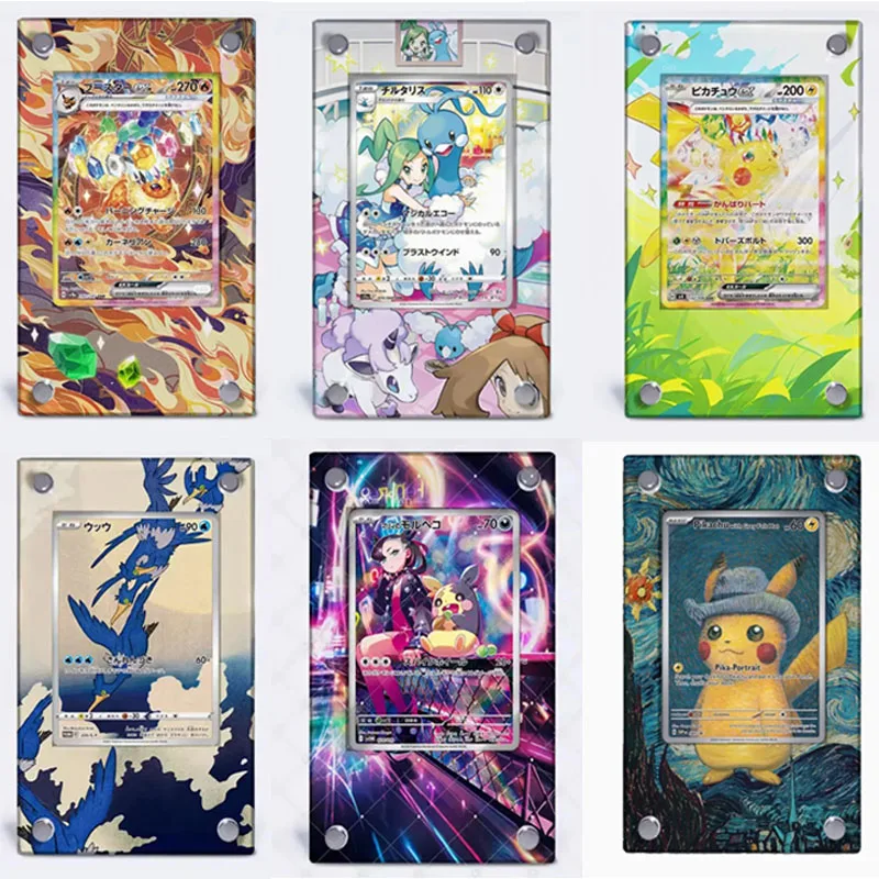 

Pokemon Series Card Bricks Charizard Eevee Psyduck Card Art Extender Anime Classic Games Collection Card Acrylic Display Stand