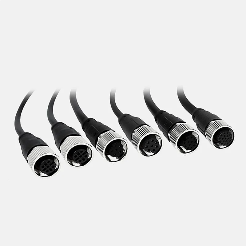 M12 Connector 5 Pin 4 Pin DIN IP68 Waterproof 90 Degree Female Electronic Connector with Unshielded Cable Wire
