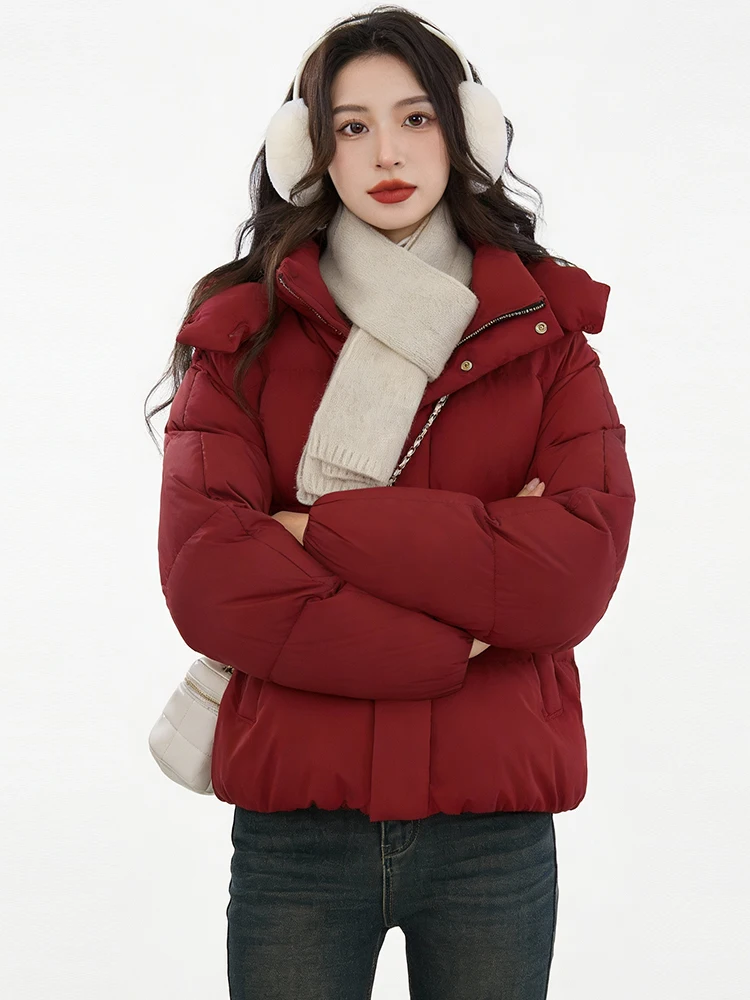 

Зимнее женское теплое пуховое хлопковое пальто на молнии чистого цвета в Корейском стиле, пальто большого размера с капюшоном для поездок на работу