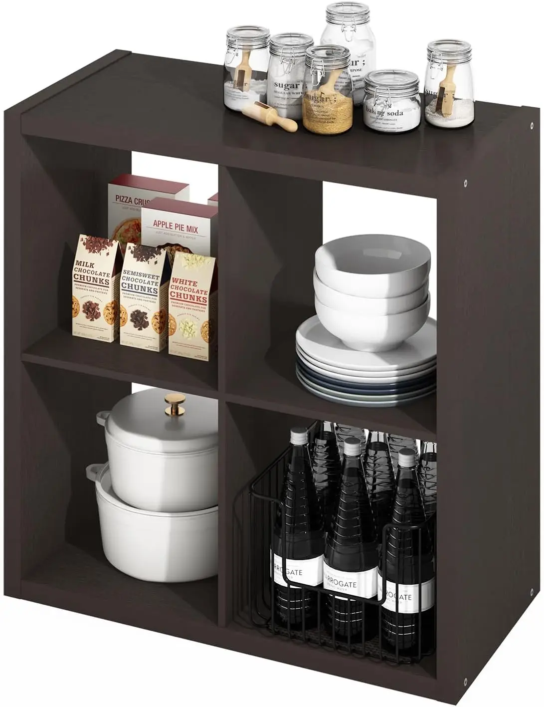 

HERMITE Kitchen Island, 4-Cube Coffee Bar, Extra Thick Kitchen Storage, Bakers Rack, for Pantry Organizers and Storage, Kitch