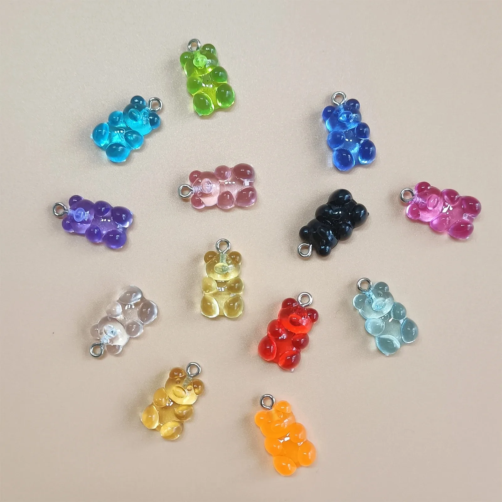 10 Pieces Of Colorful Candy Teddy Bear Gummie Jewelry, Diy Pendant, Cute Earring Necklace, Creative Discovery 20x10mm
