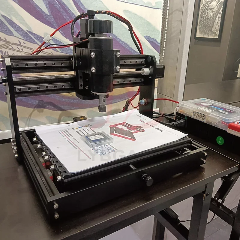 LY 3020 플러스 풀 메탈 데스크탑 CNC 조각 절단기, 목재 PVC 아크릴 PCB 레이저 모듈, 오프라인 컨트롤러 포함, 220V
