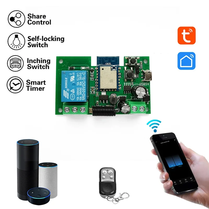 

REPLA-Tuya WIFI умный контроллер переключателя для ворот, устройство открывания гаражных ворот, 1 канал, 7-32 В, самоблокирующийся релейный модуль с таймером