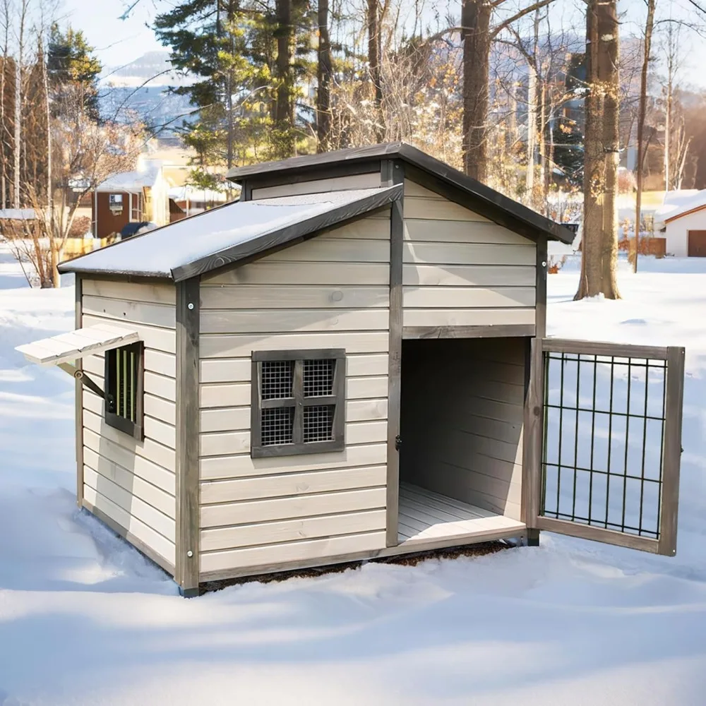 

Dog Houses for Large Dogs Outside, Insulated Dog House Outdoor Large Dog House Outdoor Weatherproof Extra Large Dog House with D