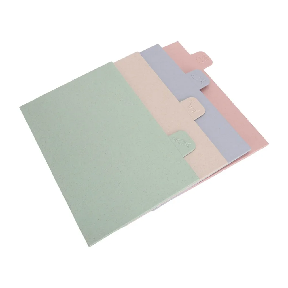 4pcs Plastic Cutting Boards Colorful Double Sided Use Chopping Board Set Food Icons Space Saving Design