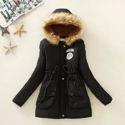 Casaco longo de inverno feminino com capuz Jaet casacos quentes e fofos de algodão com fecho de zíper comprimento regular Sve