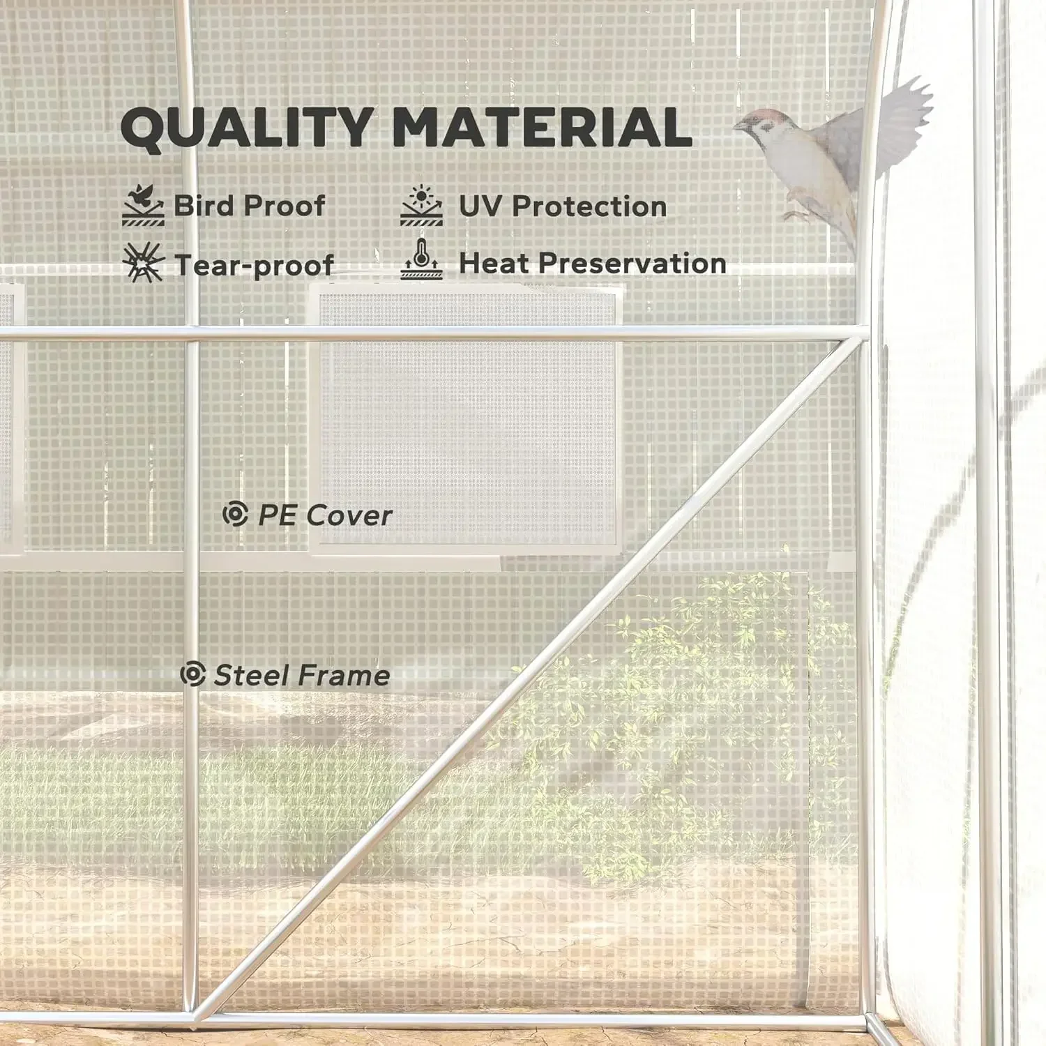 

[XMSJ]9.7' x 6.5' x 6.5' Walk-in Tunnel Greenhouse, Outdoor Green House with Anti-Tear PE Cover, Zipper Doors and Mesh Windows,