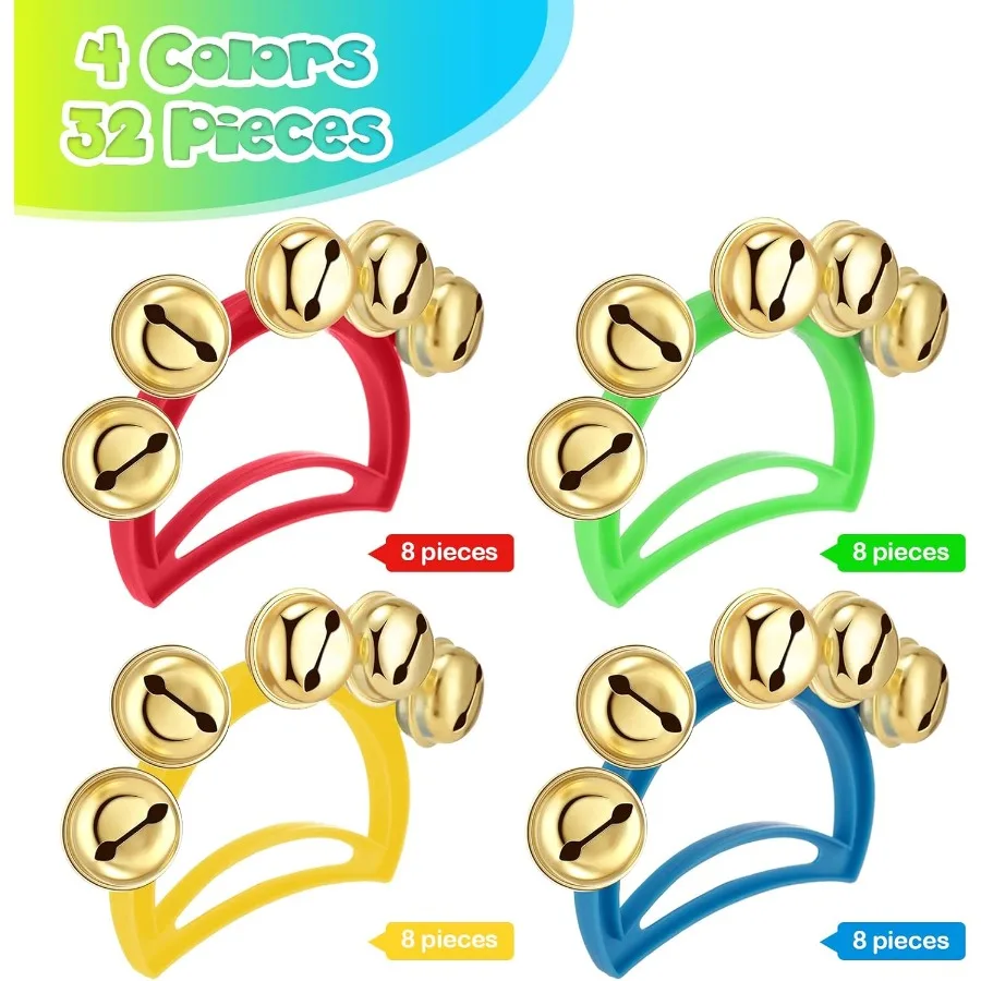 Yeshone 32 قطعة أجراس يدوية أجراس جلجل بالجملة العودة إلى اللوازم المدرسية صانعي الضوضاء الدف للبالغين الآلات الموسيقية Chur