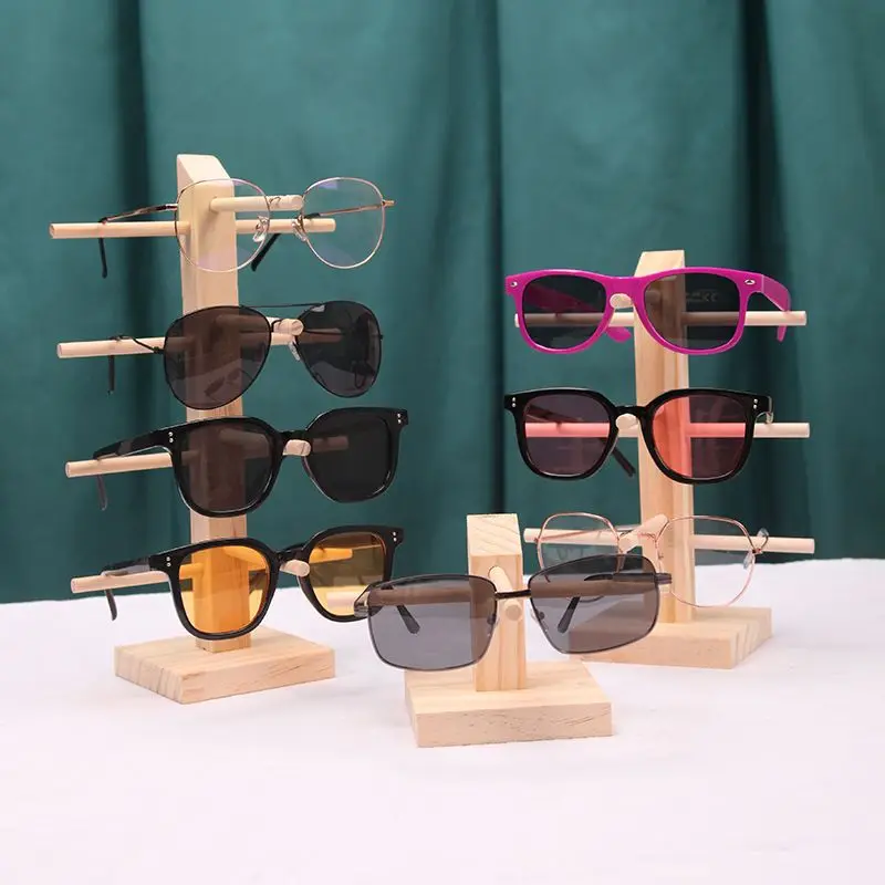 

Fashion Simple Wood Multilayer Sunglasses Display Stand Eyeglasses Storage Rack Jewelry Holder Organizers Counter Showcase Props
