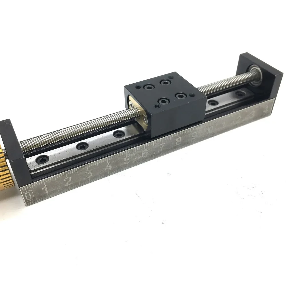 50 ~ 300Mm Slag Mini Handleiding Lineaire Module T-Type Slide Tafel Schaal Handwiel Lijn Rail Precisie Trapeziumvormige schroef 1-12Mm Pitch