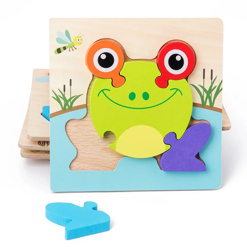 Wooden 3d Buckle Puzzle Kindergarten Children's Early Education Animal Shape Matching Puzzle Wooden Montessori Toys