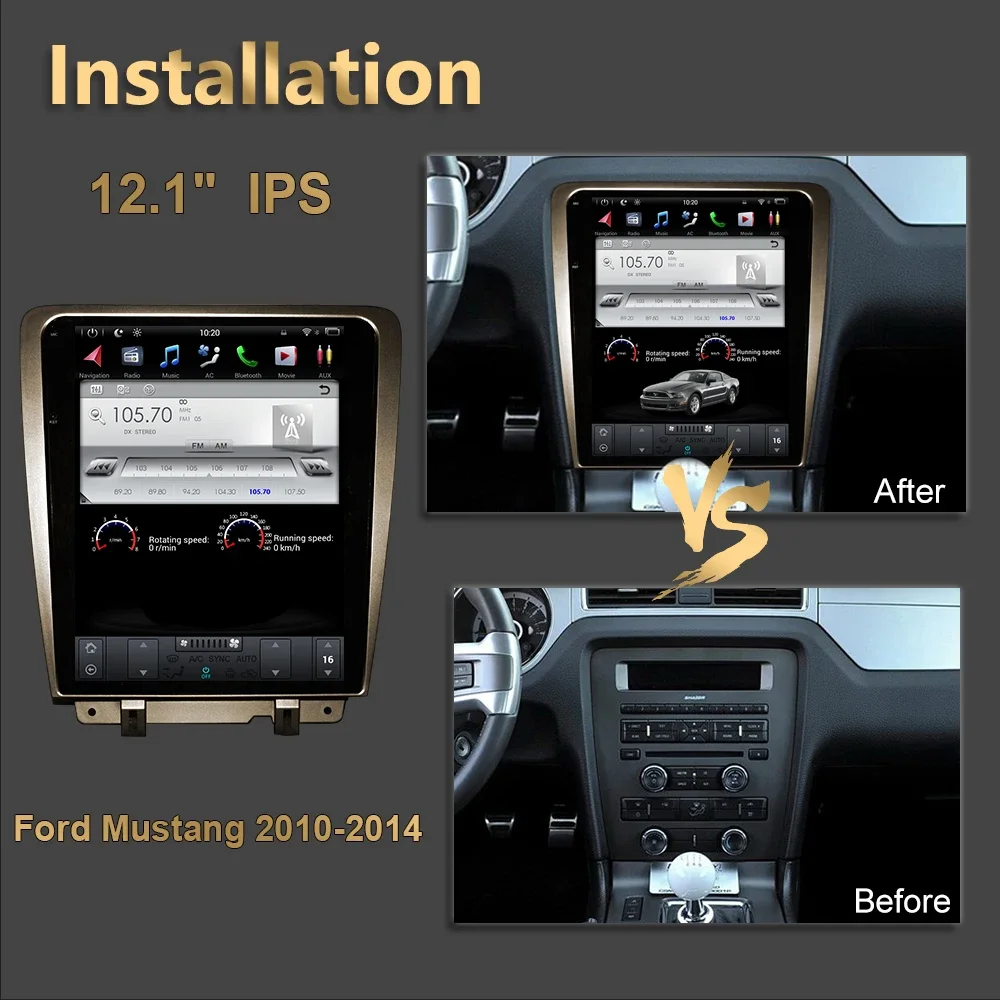 أندرويد 11 سيارة لتحديد المواقع والملاحة تسلا نمط شاشة عمودية لفورد موستانج 2009-2015 راديو تلقائي ستيريو مشغل وسائط متعددة