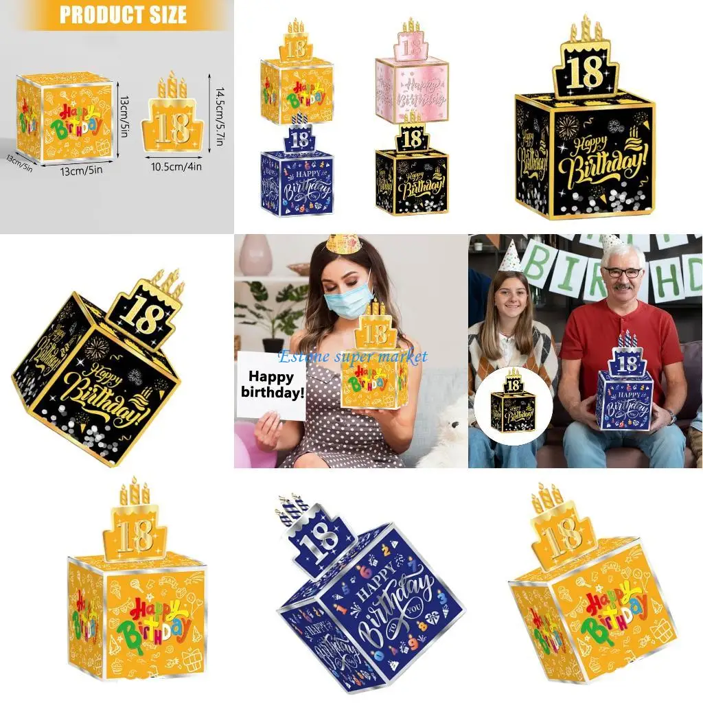 

090B безопасные бумажные коробки-сюрпризы на день рождения, выдвижной держатель для денег, настраиваемые возрастные украшения,