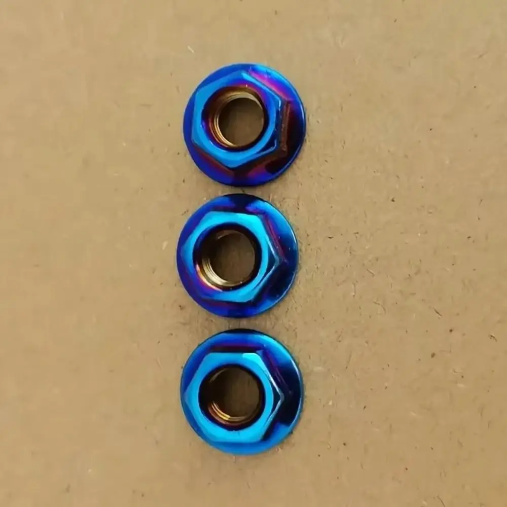 Upgrade Accessories M5 M6 M8 M10 Stainless Steel Hex Nuts Flange Thread Blue Flange Locking Nuts Motorcycle Nuts Motorcycle