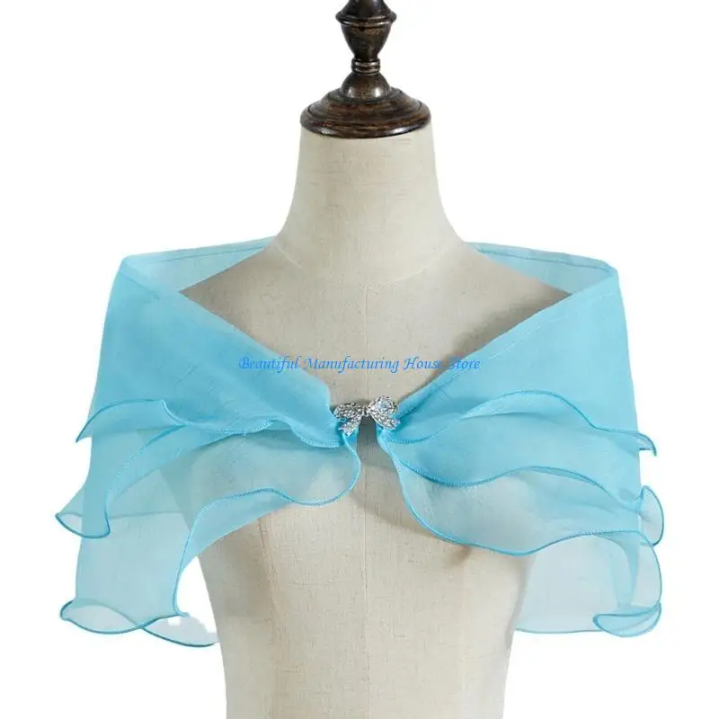 E56A Comfortable Bridal Wrap Shoulder Shawl Ruffle Cover Up for Weddings Photoshoots