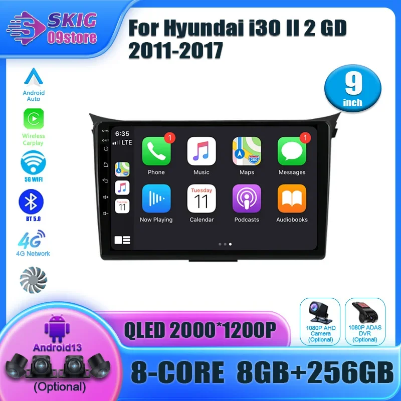 

Android 13 For Hyundai i30 II 2 GD 2011 - 2017 Head Unit Stereo Multimedia Car Auto Radio Player GPS Navigation Carplay Screen