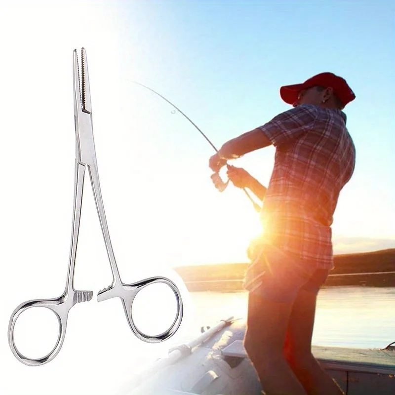 1PC Stainless Steel Hemostatic Forceps for Fishing and Pet Hair Curved/Straight Tip Cutter Tool