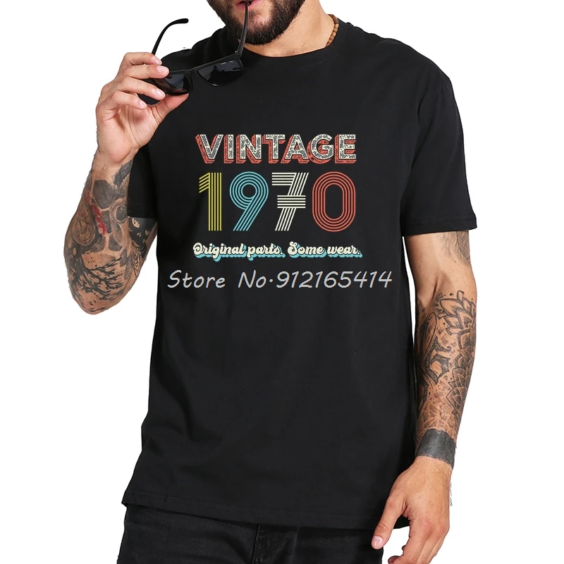 Birthday Gift 1970 Vintage Original Parts Vintage Retro '70s Fonts T Shirt Men Cotton Soft Cool Tops Tees Streetwear Harajuku