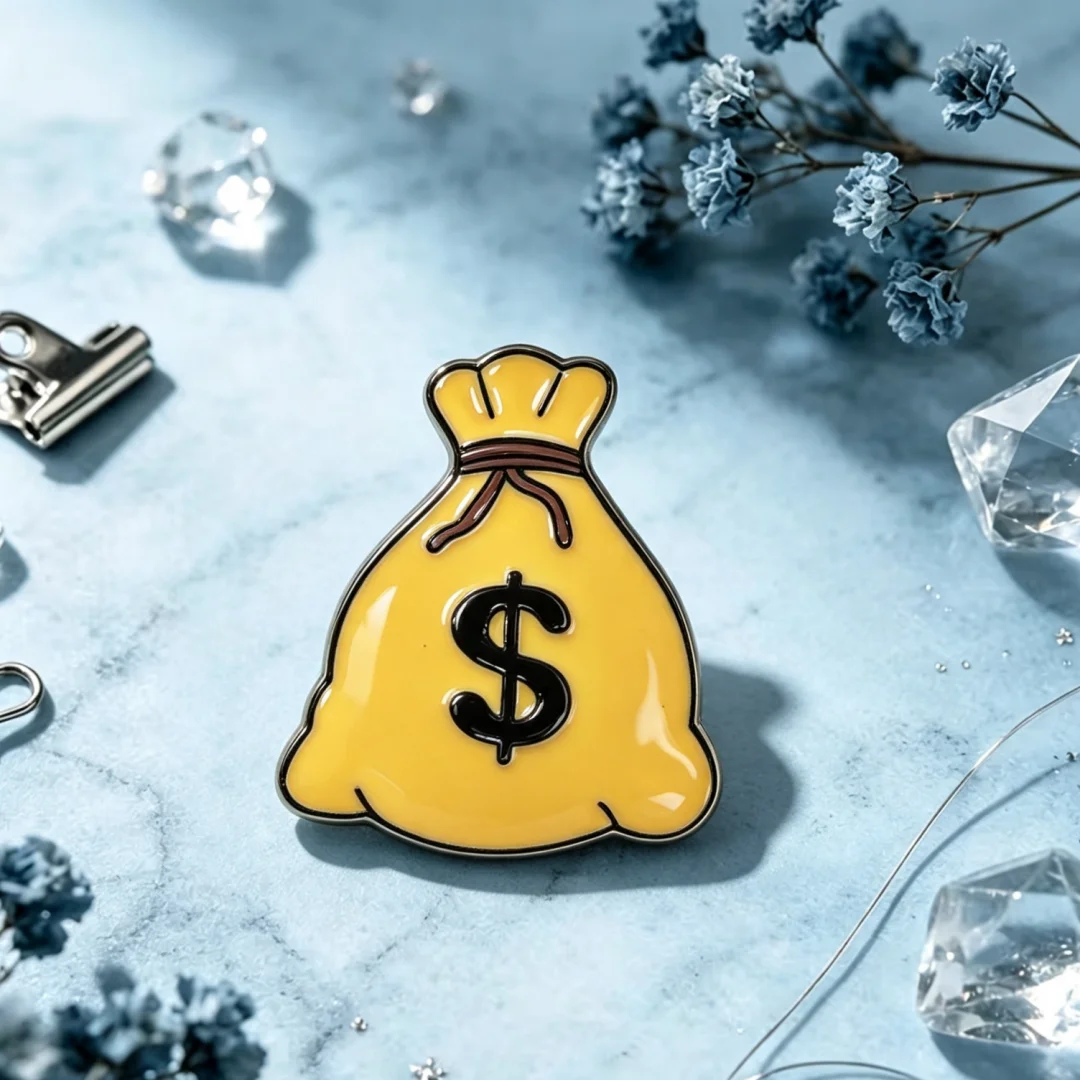 Dollar Sign Money Bag Enamel Lapel Pin Wealth Cash Sack Cartoon Metal Badge Casual Backpack Trendy Lucky Decor Ornament