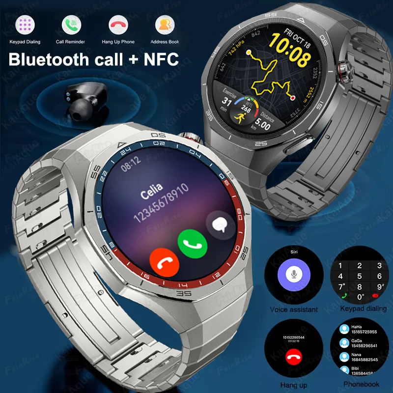 New NFC For HUAWEI GT5 Pro GPS Smart Watch Men 466*466 AMOLED Screen Heart rate Bluetooth Call Titanium Alloy Man Smartwatch New