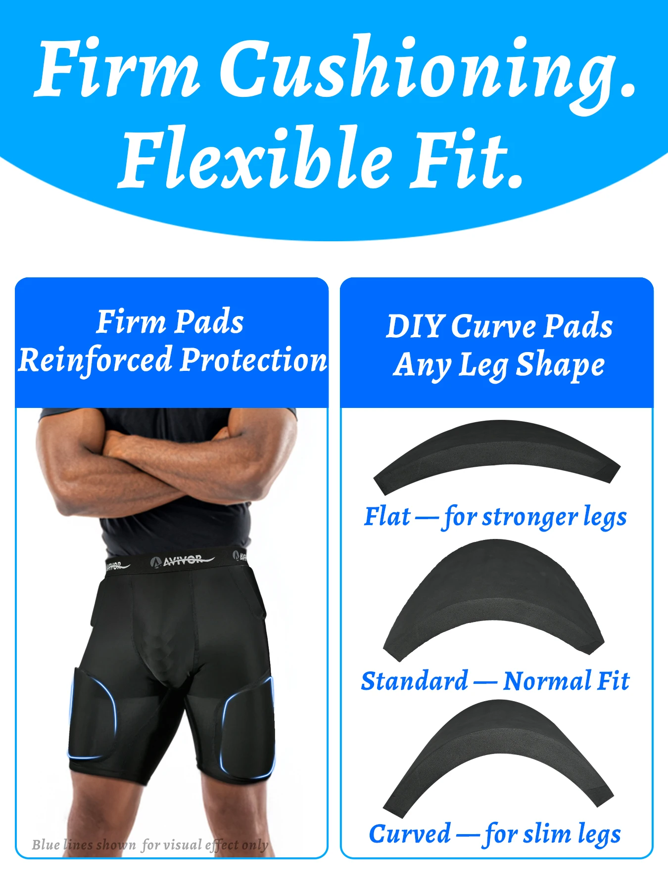 AVIVOR Football Girdle Shorts with DIY Firm Thigh Pads and Durable Padding for Football, Ice Hockey, Adults & Strong Teens