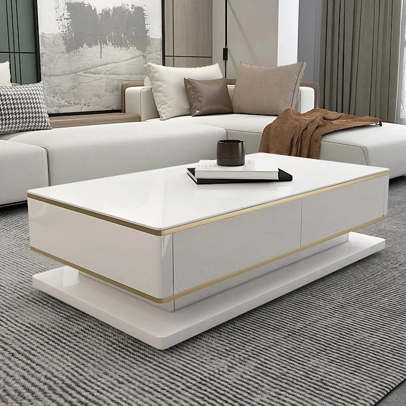 Modern Glass Coffee Table Set, Rectangular Tea Table, Light Luxury Center Table, Home Living Room Furniture New