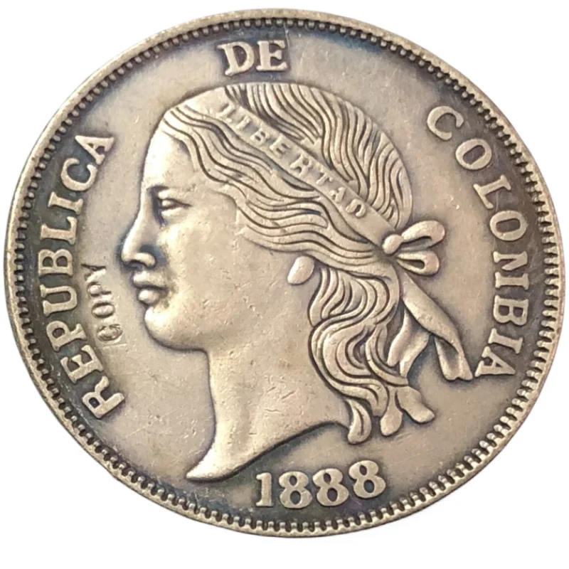 1888 Colombia Old peso 5 Decimos Silver plated Copy Coin