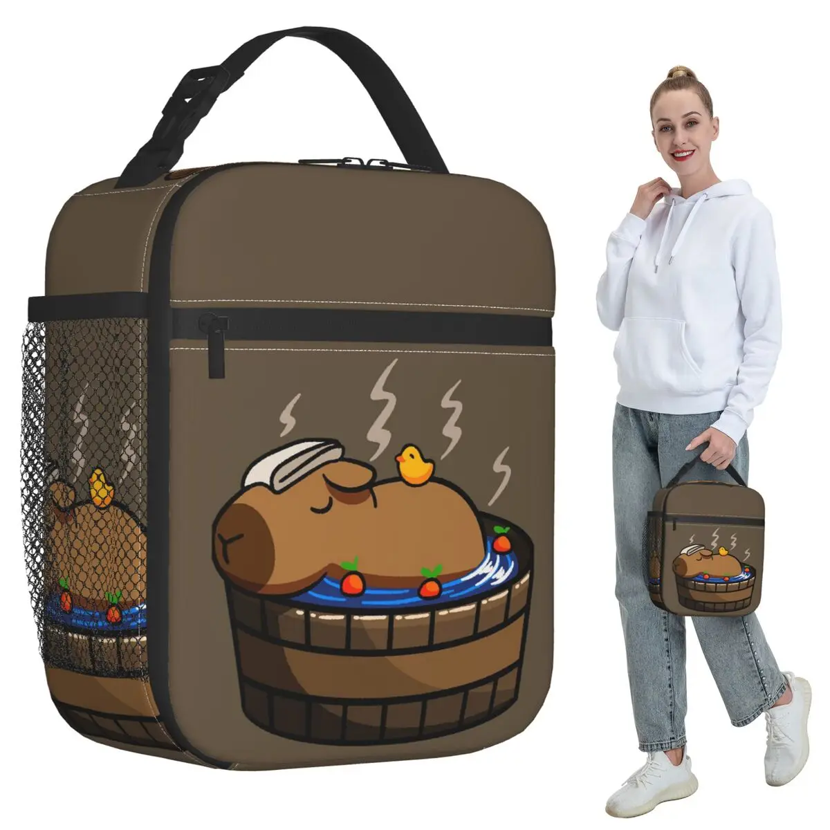 Capybara Animal Pattern Insulated Lunch Bag for Kids School Cooler Thermal Food Box Tote Leakproof Lunch Boxes Container