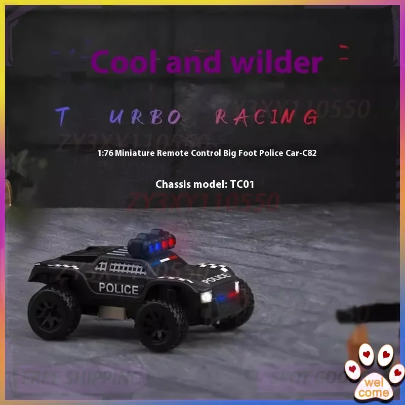 

1:76 TURBO RACING RC Remote Control Car C81 C82 Professional Micro Drift Police Car Toy Car Festival Gift