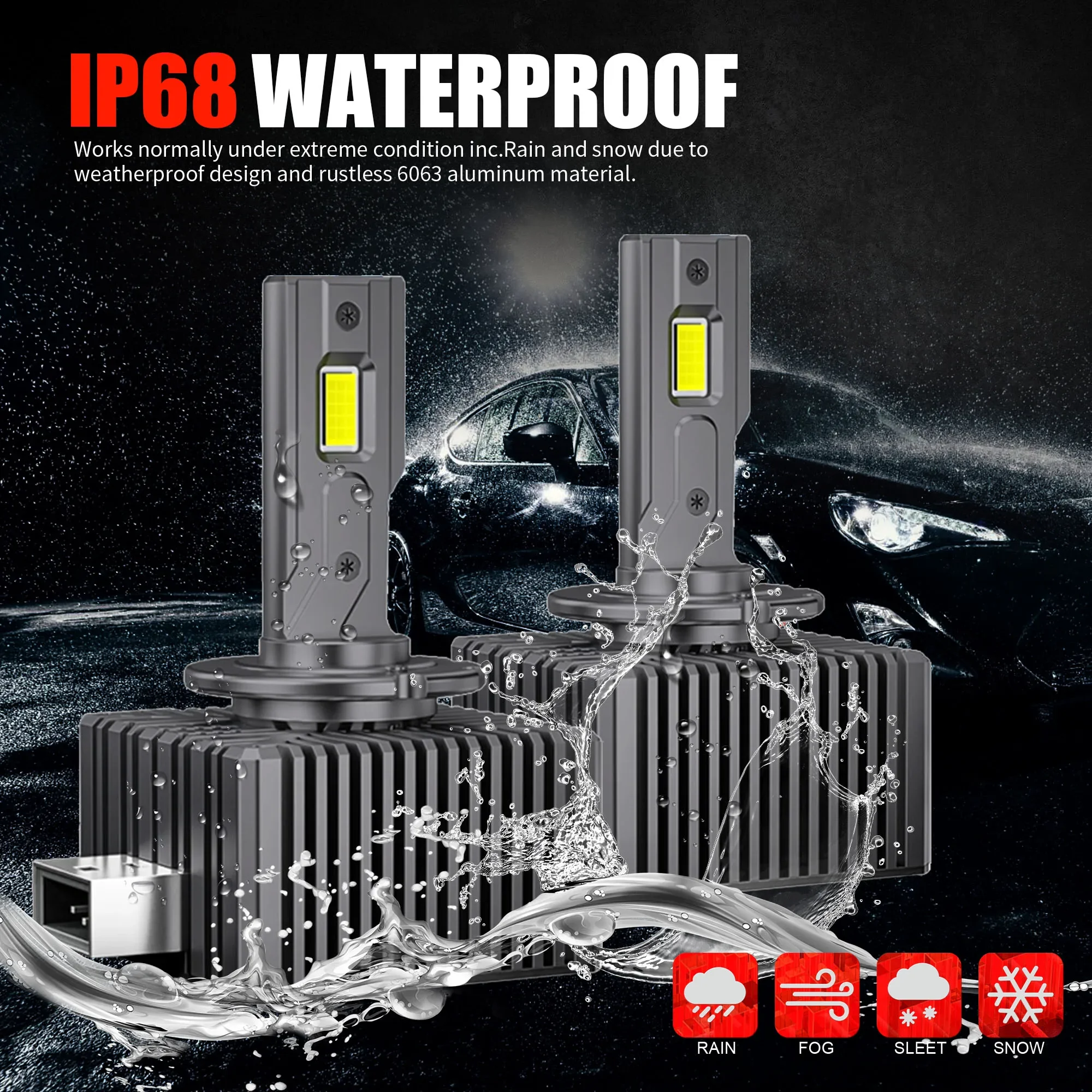 D1S D3S LED Headlights HID D2S D4S D8S 70W Auto lamp High Low Beam D2R D4R CANBUS Led Two-sided CSP Chip 6000K Plug&Play 12V 24V
