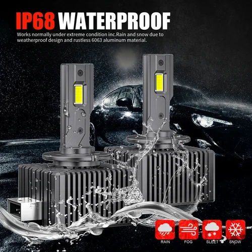 Imagen 2 del producto D1S D3S faros LED HID D2S D4S D8S 70W lámpara automática haz alto y bajo D2R D4R CANBUS Led Chip CSP de dos caras 6000K Plug & Play 12V 24V