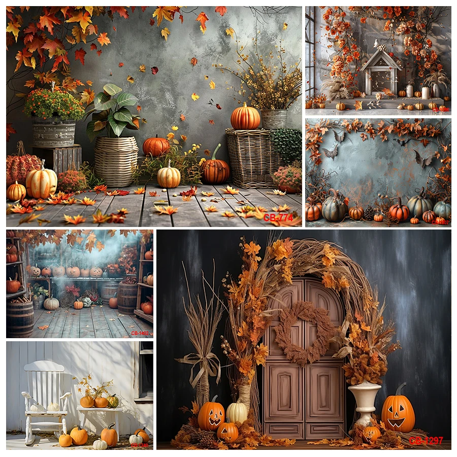 

Dusk Pumpkin Maple Leaf Background Autumn Thanksgiving Birthday Party Supplies Harvest Banner Photo Booth Props