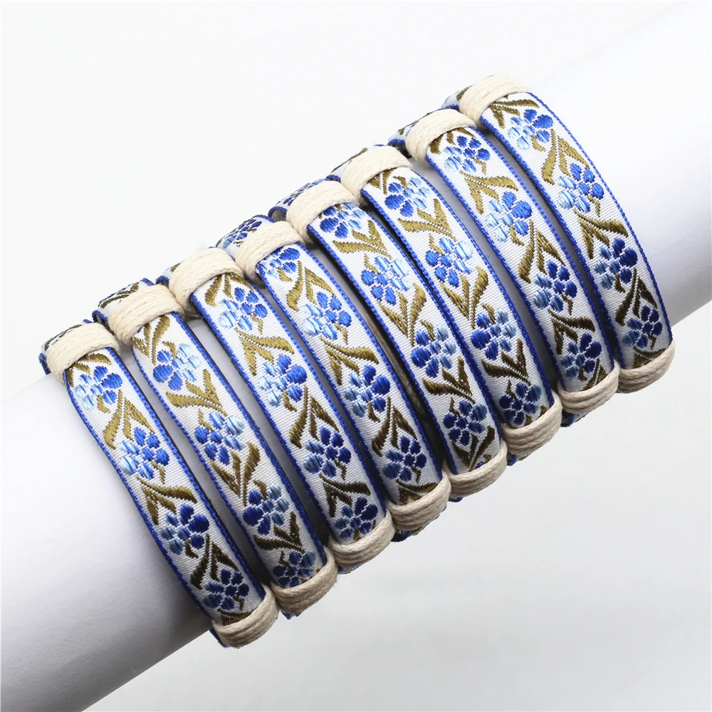 WESTBULL Wholesale 10 Pcs/Lot Ethnic Woven Men Bracelets Female Bangle Wristband Handmade Insect Pattern Homme Male Jewelry