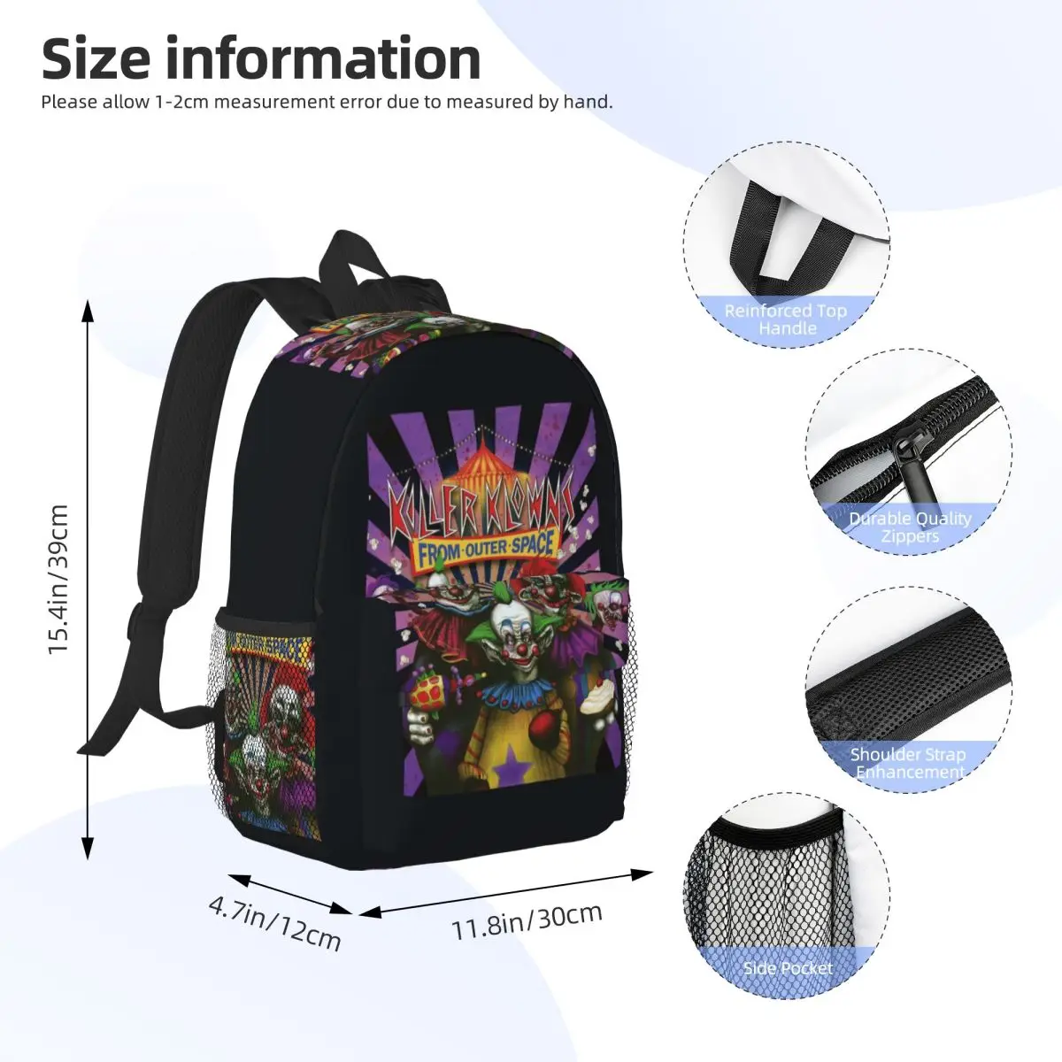 Killer Klowns From Outer Space Backpack Student BookBag Children School Bag Laptop Shoulder Bags for Men Women