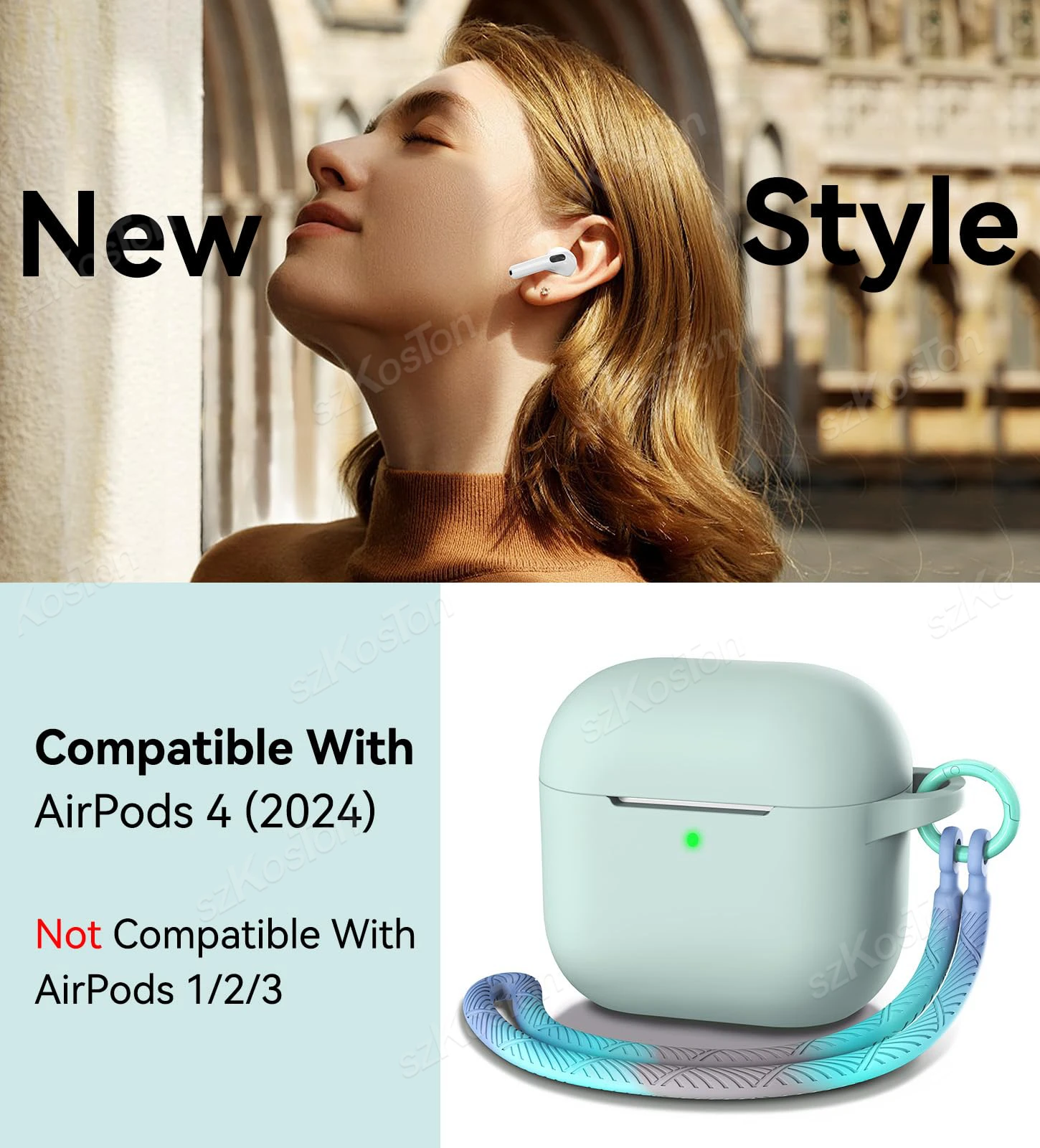 สําหรับ 2024 Apple AirPods 4 ฝาครอบป้องกันพร้อมเชือกเส้นเล็กซิลิโคนอ่อนสําหรับ AirPod 4th Generation กรณีกันกระแทก DROP