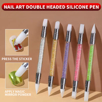 Nail Pen Double headed Silicone Flower Carving Pen Adjustable Rubber Stick Embossing Pen Nail Brush