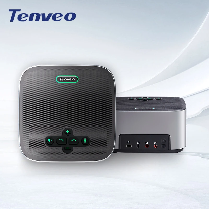 

Tenveo Speakerphone- Daisy Chain/Use Alone Up To 30 Attendees Wireless Speakerphone 360° Voice Pick-up 8 Microphones