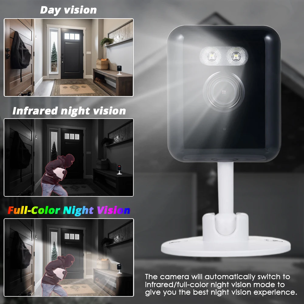 5MP Tuya Indoor Mini Wifi Camera Wireless Security Surveillance with Smart Motion Detection for Baby Monitoring and Home Safety