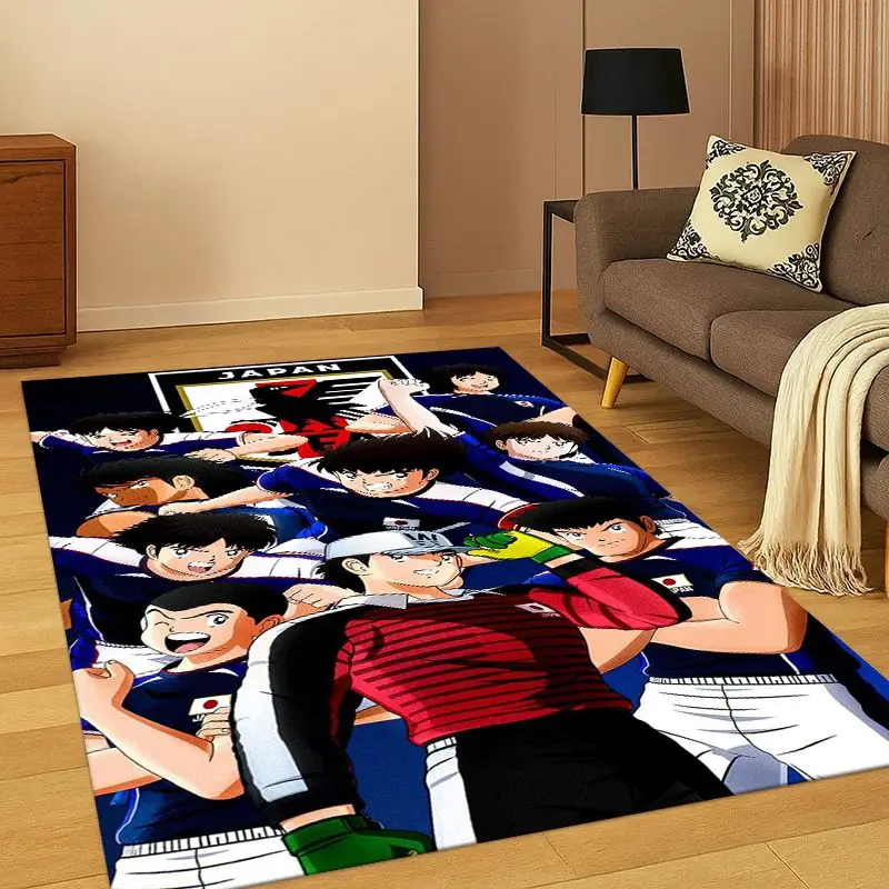 Anime Captain Tsubasa Soccer Cartoon Carpet Rug for Bedroom Living Room Sofa Doormat Home Decor, Game Area Rug Non-slip Gift