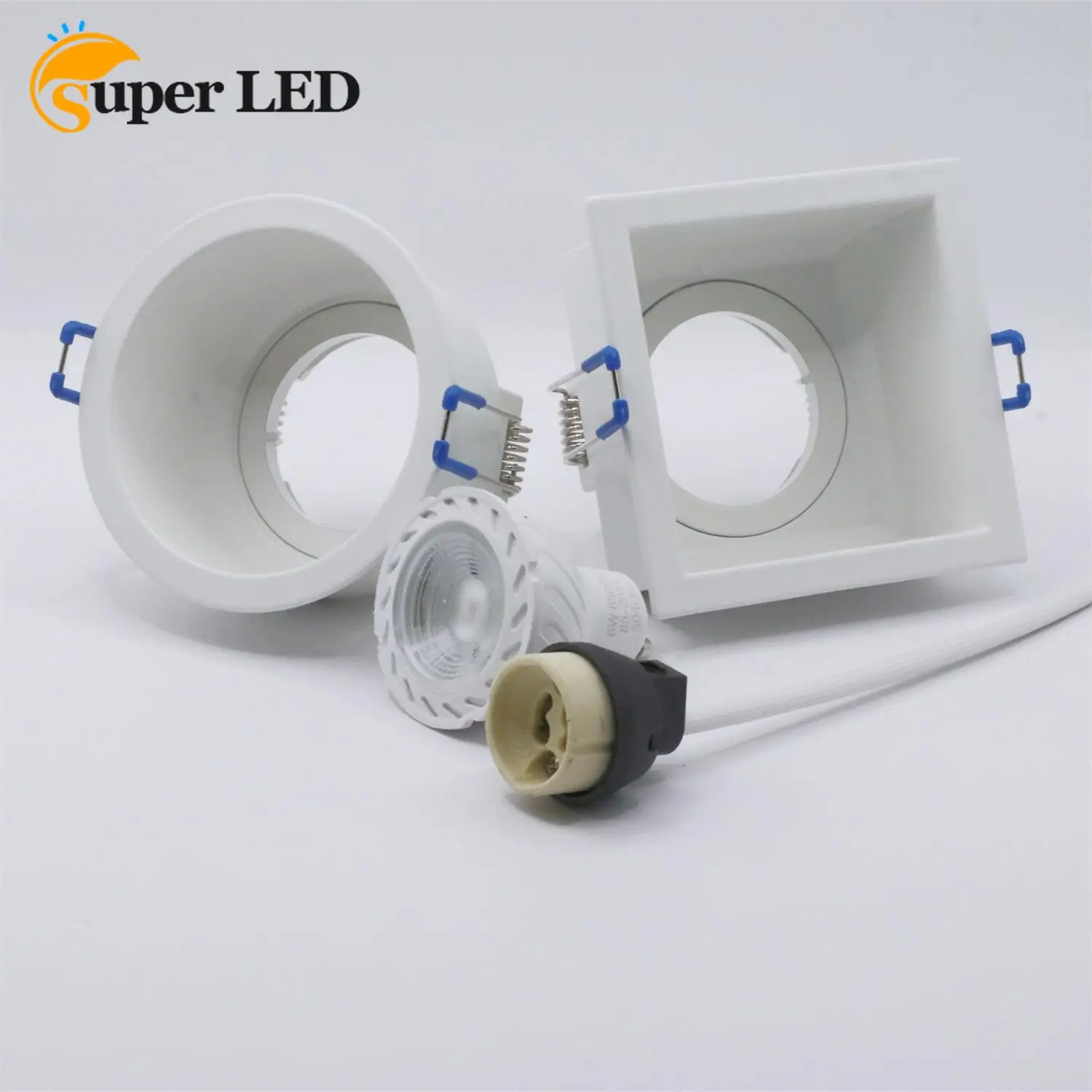 White Shell Round/Square Downlight Housing Light Fixture GU10 MR16 Led Bulb Spot/Eyeball Casing LED Eyeball Fitting Casing