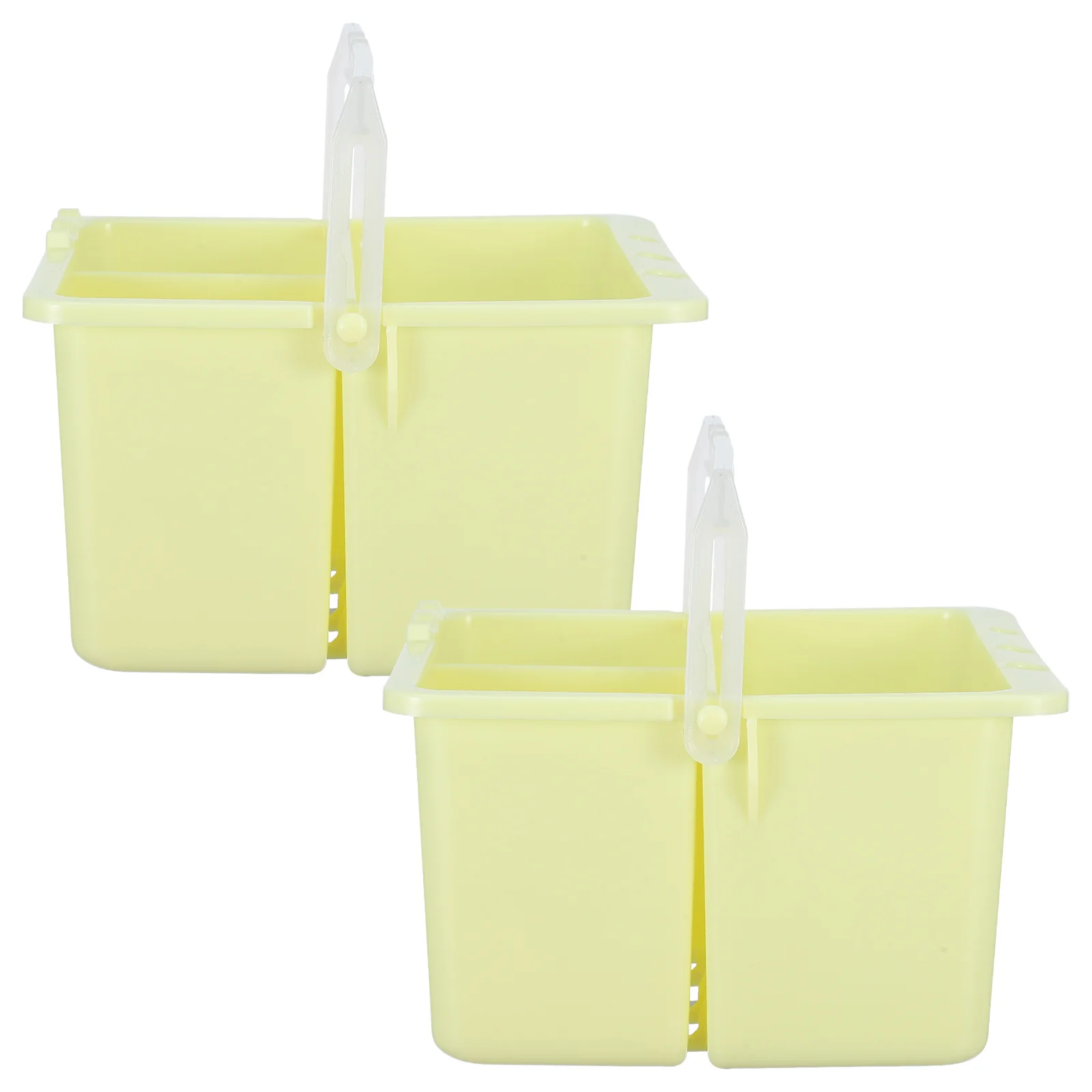 

2 Pcs Pencil Bucket Paint Brush Plastic Painting Buckets Square Oil Washer Washing Tubs Artist Basins Supplies Containers