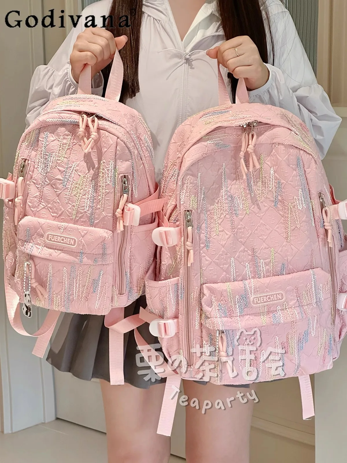 

Japanese Ins Wind Small Fresh Soft Sister Schoolbag Sweet Girl Student Large Capacity Backpack Light Travel Backpack